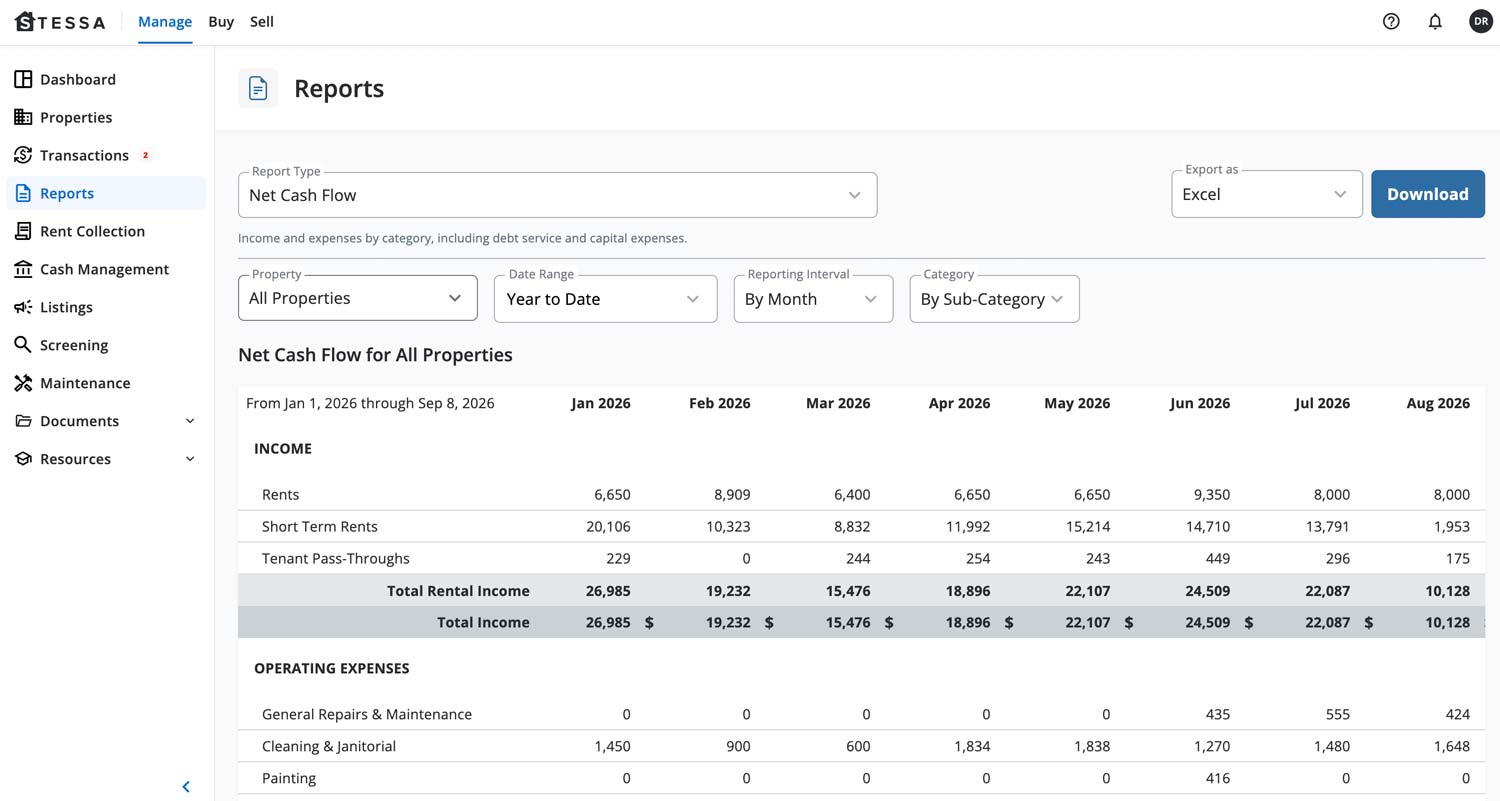 Stessa landlord accounting software